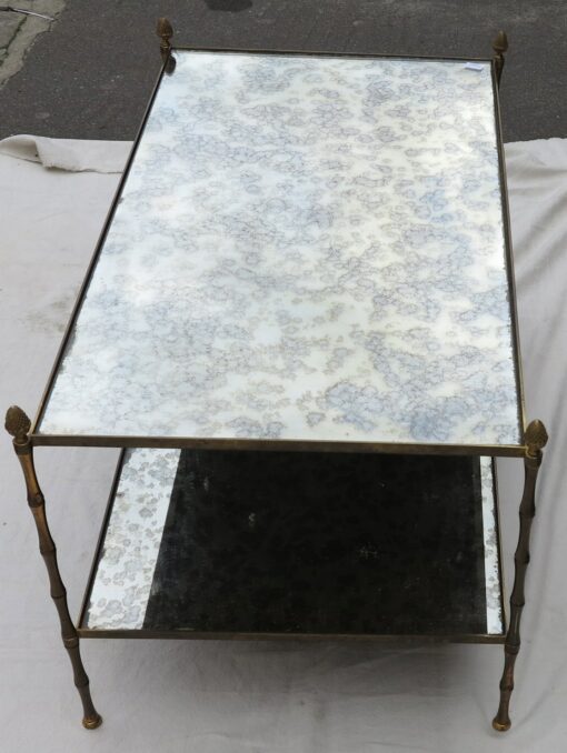Rectangular cofee table Maison Bagués Bamboo model with tops in mirror silvered and oxyded - Image 5