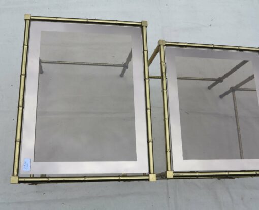 1950/70 Series of 3 gicognes tables Modél Bamboo Maison Bagues top silvered frame - Image 4