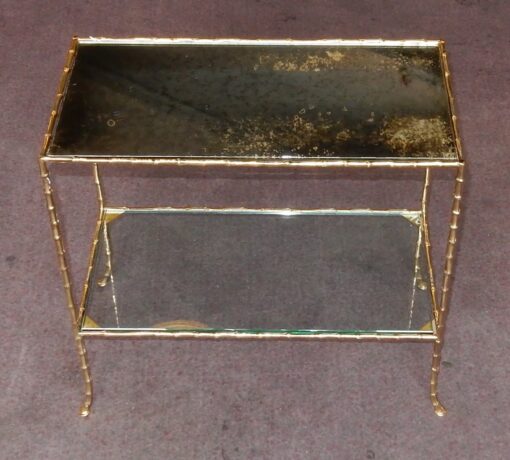 1950/70' End of Sofa in bronze Maison Bagués Bamboo Model with Tops in Oxyded Silvered Miror 65X31X H 59 cm - Image 7