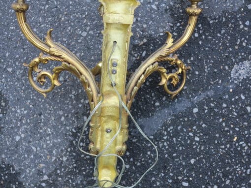 1950' Pair of bronze sconces cherub playing 2 trumpets - Image 8