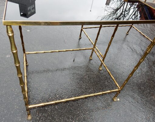 1970' Nested Side Tables Maison Jansen, With 3 Opaline Trays, Bamboo and Claws Feet - Image 5