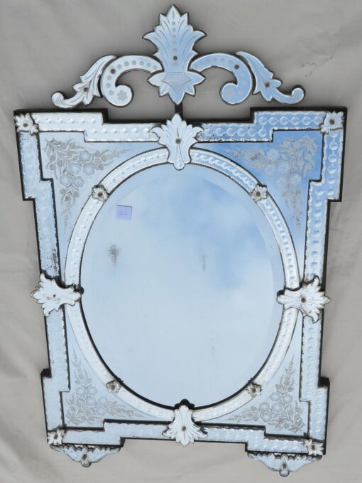 Mirror Venice Octagonal Has Front Wall Silvering Mercury and Feet