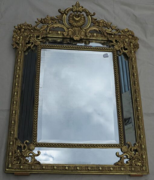 Miroir Style Régence à Coquille Glaces Mercure Parecloses Doré à l'or 120 x 88 cm