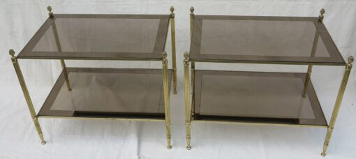 Pair of ends of sofas style Bagués bronze with smoked glass circumference mirror