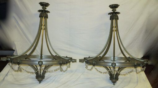 1950' Paire de Lustres 10 Lumières Style Maison Jansen H 124 x D 104 cm – Image 2
