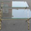 1950/70 Paire de Tables Basses en Bronze Doré Maison Baguès, Modèle bambou, Entretoise, Plateau Verre Vissé – Image 6
