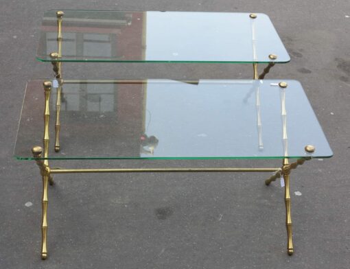 1950/70' Pair Coffee tables in Gilted Bronze Model Bamboo in X Maison Baguès - Image 6