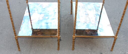 1970' Paire d'Étagères Montants Palmiers en Bronze Doré Style Maison Charles 64 X 40 cm(Réservé) – Image 5