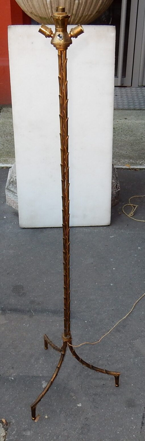 1950/70 Lampadaire en Bronze Doré Maison Charles Modèle Palmier 3 Tiges – Image 6