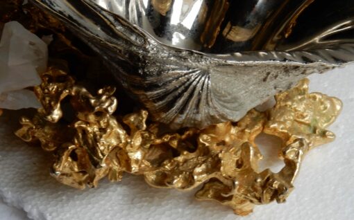 1970/80' Coupe Bénitier Par Claude Victor Boeltz Bronze Argenté et Doré Avec Cristal de Roche – Image 2