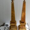 1970' Paire de Lampes Obelisques en Laiton Style Maison Jansen