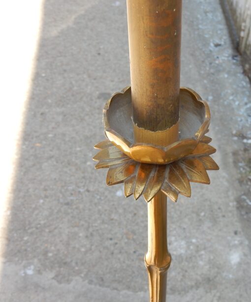 1950/70 Lampadaire en Bronze Doré Maison Baguès Modèle Bambou Tripode – Image 3