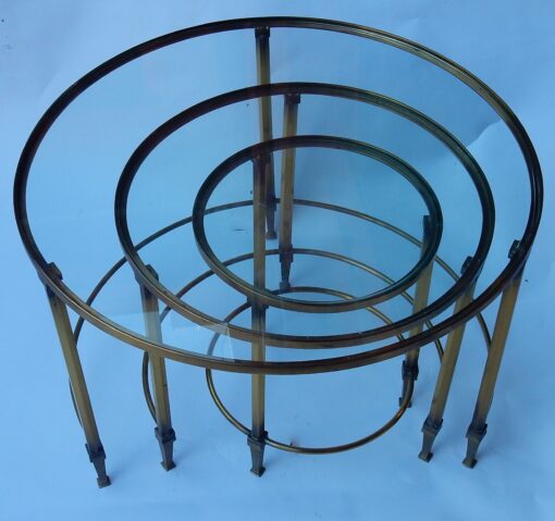 1950/70 Série de Tables Gigognes Rondes Maison Ramsay de Style en Laiton – Image 2