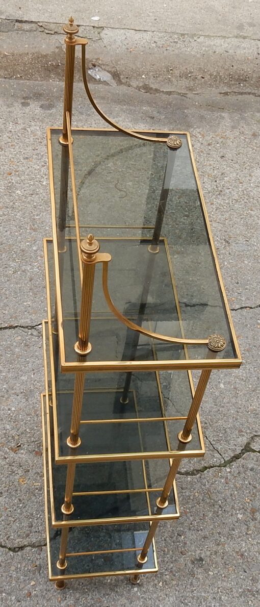 1970' Etagere A 4 Niveaux  En Bronze Maison Bagués Avec Frontispice – Image 5