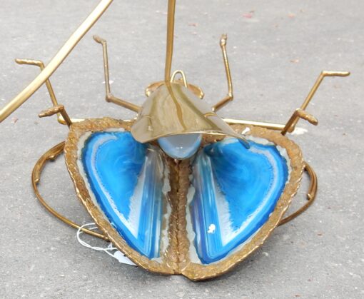 1970' Wall Lamp Beetle by Fernandez or Duval Brasseur with Wings Blue Agates 30 X H 35 cm - Image 7