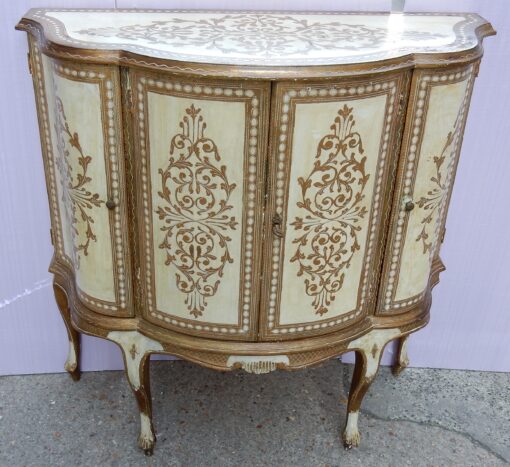 1970' Buffet Arbaléte 4 Portes Bois Doré Style Renaissance Italienne – Image 4