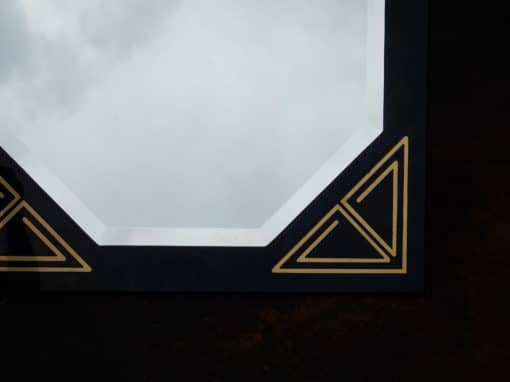 1970/80' Miroir Laqué Noir Avec Motifs en Laiton pour Lancel Paris – Image 5
