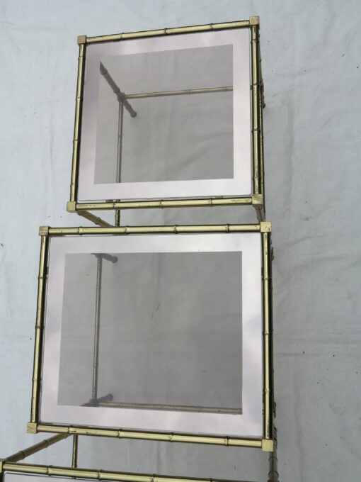 1950/70 Series of 3 gicognes tables Modél Bamboo Maison Bagues top silvered frame - Image 5