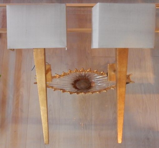 1970/80' Paire d'Appliques en Laiton et Fer Dorées A La Feuille d'Or, Modèle Arbus – Image 4