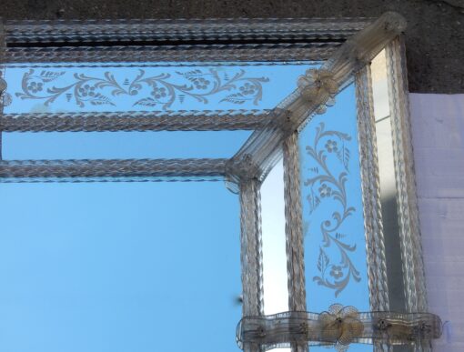 1970' Miroir Style Véronèse Parecloses et Fleurs Dorées à l'Or 103 X 82 cm – Image 7
