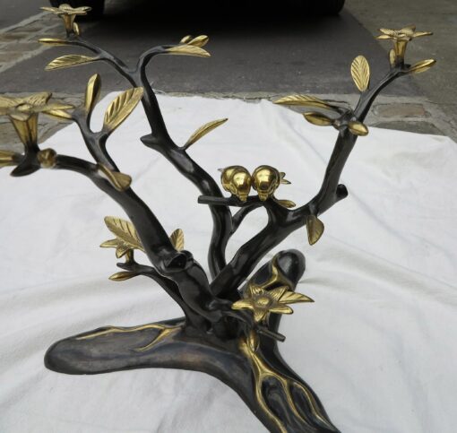 Bronze coffee table Willy Daro or Duval Brasseur to the Parrots and  Bonzai - Image 3