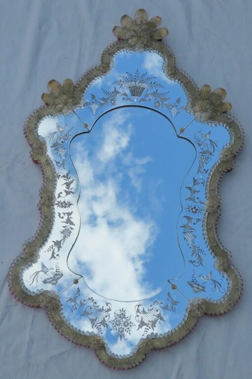 Miroir Murano aux oiseaux Lyre