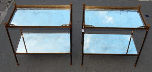 1950/70' Pair  Of End Of Sofa Maison Bagués  With Tops In Oxyded mirror With Openwork Galleries 59 X 35 cm - Image 5