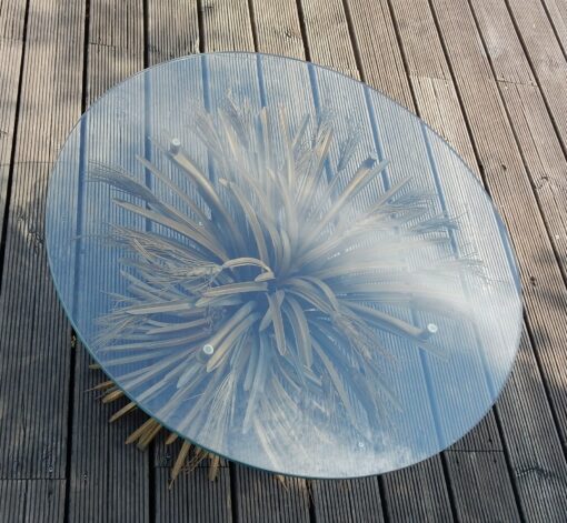 1970' Pedestal Table or Coffee Table in the Style YSL in Gilted Iron - Image 6