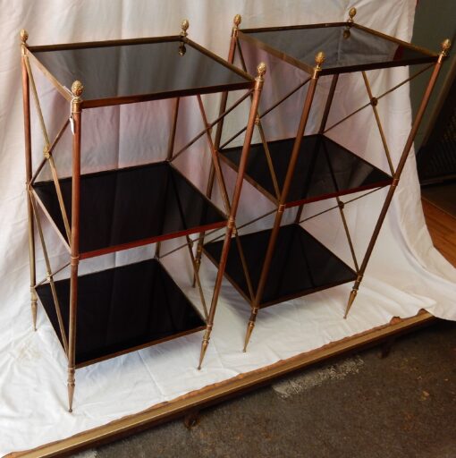 1950/70' Pair of Shelves has 3 levels Maison Bagués With Black Opaline