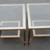 1970' Pair of side tables in gilt metal with trays in smoked glass, 61X 61 cm - Image 4