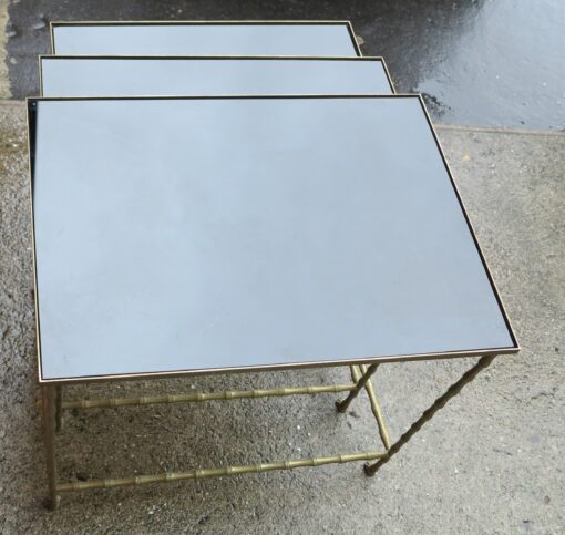 1950/70 Série de 3 Tables Gigognes Modèle Bambou avec Pieds Maison Baguès – Image 6