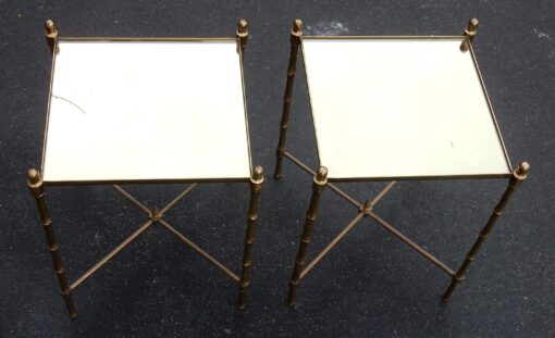 1950/70' Pair of End of Sofa Maison Baguès with Tops in Gilted Mirror 38 X 39 cm - Image 2