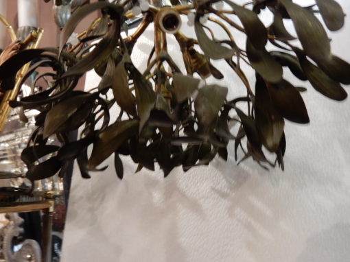 1900' Lustre Boule de Gui en Bronze Art Nouveau a 4 Lampes  Diametre 50 cm – Image 5