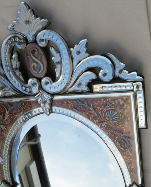 1880/1900' Mirror Napoleon III Enamelled on Colored Cartridges - Image 6