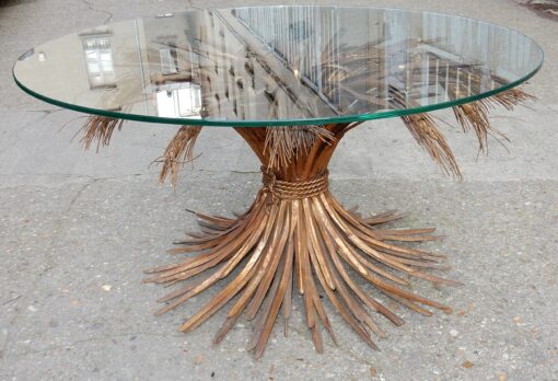 1970' Pedestal Table or Coffee Table in YSL  Style in Gilted Iron - Image 4