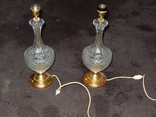 1950-70' Paire de Lampes  en Cristal et Bronze – Image 7
