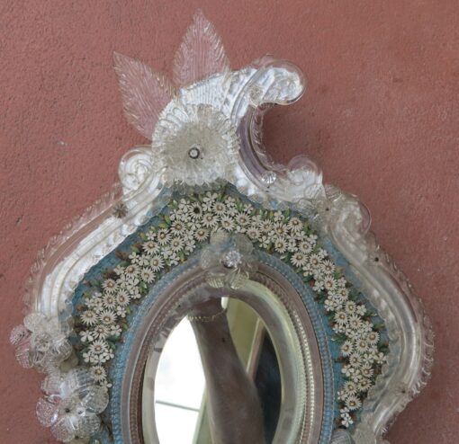 Venitien Mirror With Micromosaique in Hard Stones Decoration of Flowers - Image 5