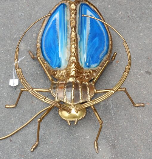 1970' Wall Lamp Beetle by Fernandez or Duval Brasseur with Wings Blue Agates 30 X H 35 cm - Image 3