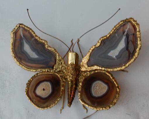 1970' Applique Papillon Signée Isabelle Faure Avec Ailes En Agates 51 X 63 CM – Image 6