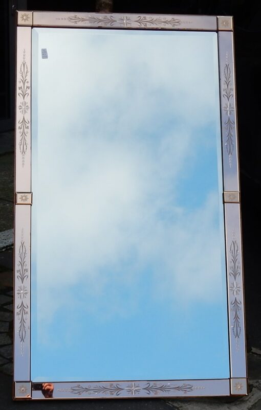 1950/70' Mirror Rectangle Venice Copered Colour with Arrows Cabochons 92 X 156