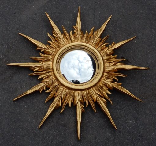 1950/70 ' Miroir soleil Convexe, Bois Doré - Diamètre 69 – Image 2