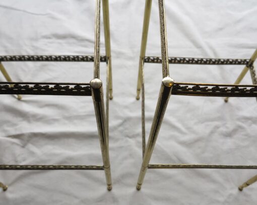 1970 Side table pair 36 x 36 in brass with gallery Maison Bagués - Image 3