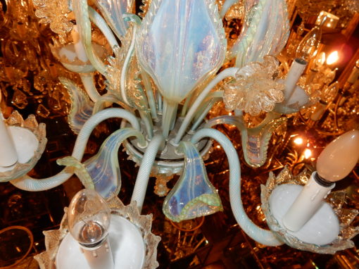1950/70 'Murano chandeliers Milky Blue Opalescent 6 Arms of Light - Image 3