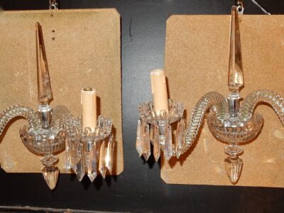 1940/50' Paire d'Appliques Au Poignard En Cristal De Baccarat