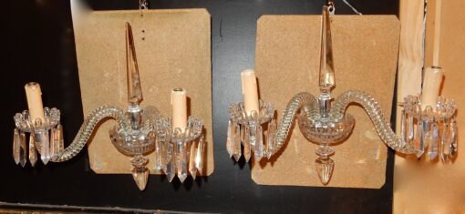 1940/50' Paire d'Appliques Au Poignard En Cristal De Baccarat
