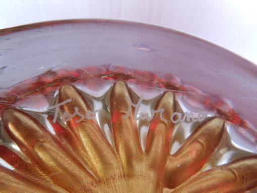 1970' Paire de Vases Cristal Murano Rouge et Or Toso Signés – Image 2