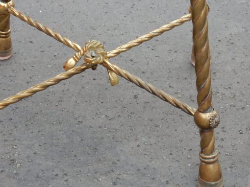 1950/70' Paire de Tabourets en Laiton Doré Style Cordage – Image 5
