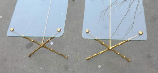 1950/70' Pair Coffee tables in Gilted Bronze Model Bamboo in X Maison Baguès - Image 4