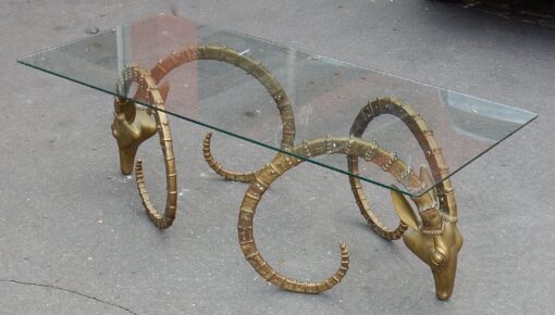 1970' ALAIN CHERVET (né en 1944) Attribué a, Table Basse Aux Protomés d' Ibex Bronze Patiné