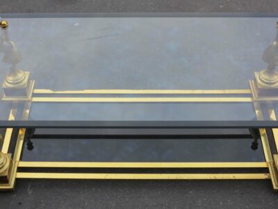 1950/70 Coffee Table Horses Heads in the Style of Maison Charles Plated Feet to Wallnut